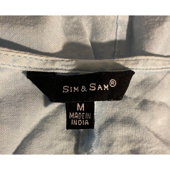 Sim & Sam Light Blue Draped Open-Front Short Sleeve Tie Cardigan Casual Comfy - Picture 4 of 13